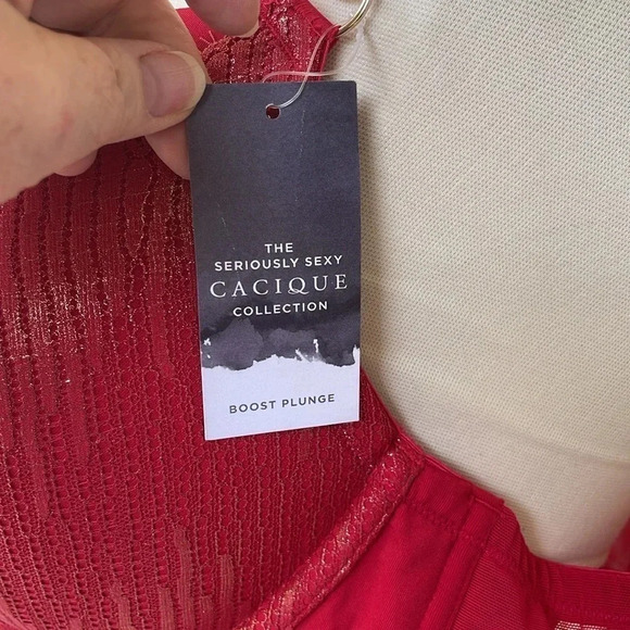 Cacique Red Boost Plunge Appliqué  Underwire Bra - Picture 6 of 13